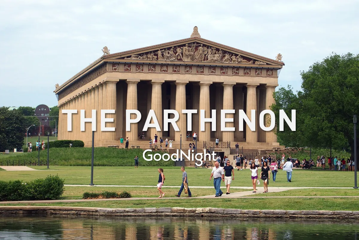This image shows Centennial Park's iconic Parthenon, surrounded by green lawns and reflective water, with visitors walking along pathways. The scene is lively and welcoming, emphasizing outdoor enjoyment and neighborhood vibrancy.